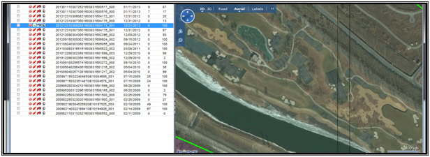 Orthorectified Satellite Image - Shadow Creek Golf Club, Beijing, China (Chart Indicates Dates of Photos Available and % Cloud Cover)